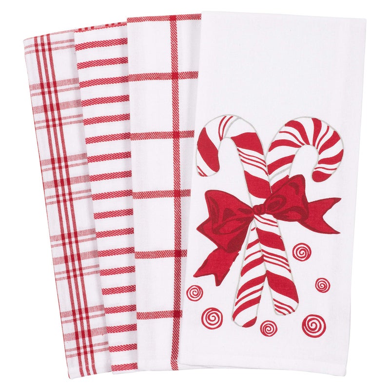 KAF Home Pantry Kitchen Holiday Dish Towel Set of 4, 100-Percent Cotton, 18 x 28-inch (Candy Cane Mints) - Image 1
